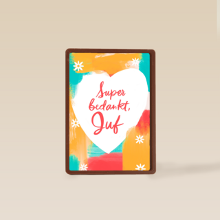 super bedankt juf met deze kaart met hart