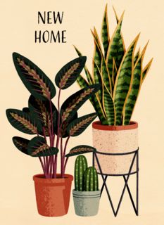 verhuisbericht kaart plantjes folio