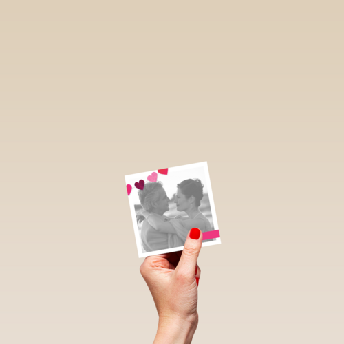 Fotokaart met slinger van hartjes