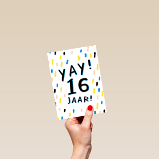 Verjaardagskaart yay 16 tiener jongen meisje