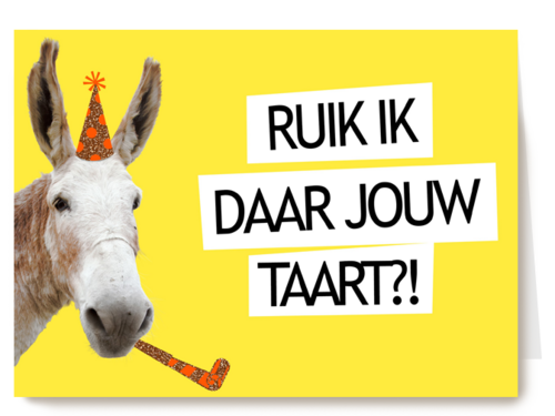 ruik ik daar jouw taart paard met feesthoed