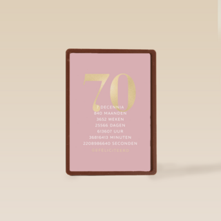 Verjaardagskaart 70 roze gouden letters