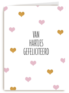 gefeliciteerd kaart vrouw van hartjes gefeliciteerd