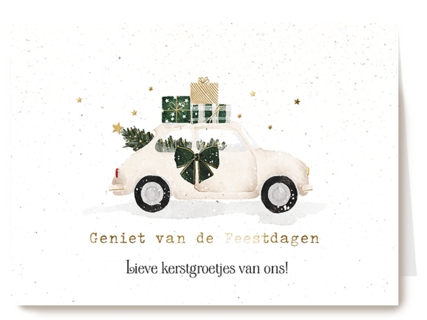 Geniet van de feestdagen kerstboom auto 