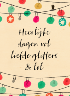 kerstkaart hip heerlijke dagen vol liefde glitters en lol