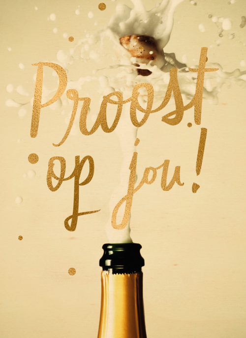 Felicitatie kaart man vrouw champagne proost op jou