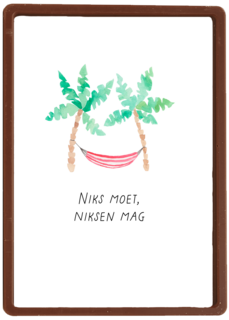 Niks moet niksen mag hangmat met 2 palmbomen