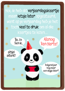 Verjaardagskaart te laat met panda