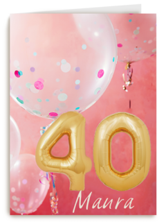 verjaardag kaart leeftijden 40 vrouw ballonnen