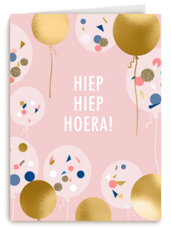 gefeliciteerd kaart vrouw hiep hiep hoera