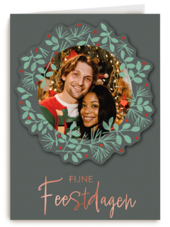 Fijne feestdagen kerstkrans fotokaart