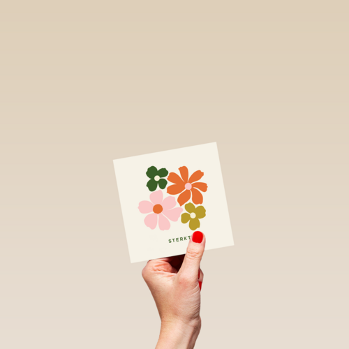 Sterkte kaart met getekende bloemen