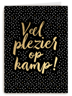 op kamp kaart zwart goud veel plezier op kamp