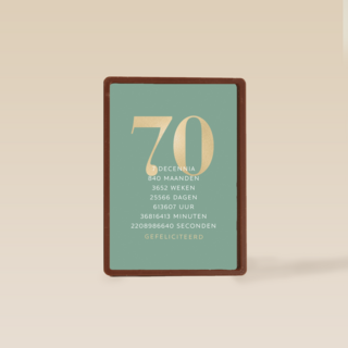 Verjaardagskaart 70 groen gouden letters