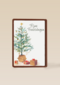 Kerstkaart klassiek kerstboom cadeautjes