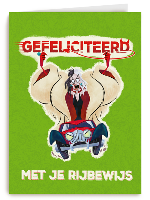 Gefeliciteerd met je rijbewijs Cruella
