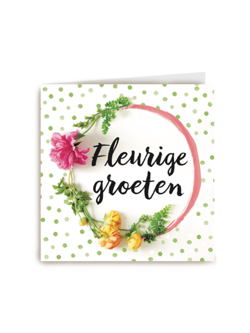 kaart fleurige groeten met mooie lente bloempjes