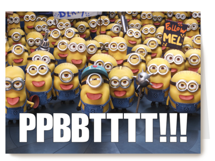 geslaagd kaart minions tong uitsteken