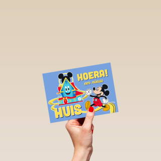 Mickey Mouse kaart hoera een nieuw huis