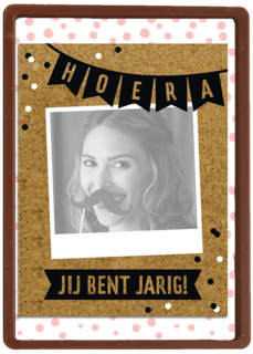fotokaart staand hoera jij bent jarig