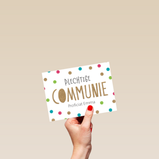 Feestelijke kaart plechtige communie met confetti stipjes