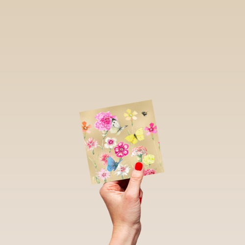 Kaart flowers by Marjolein Bastin goud vlinders blanco