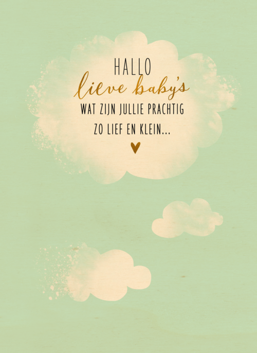 babykaart meerling hallo lieve babys groene achtergrond