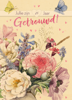 Huwelijkskaart 25 jaar getrouwd Marjolein Bastin