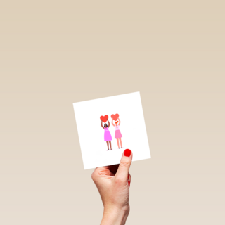 Valentijnskaart blanco 2 vrouwen met hart