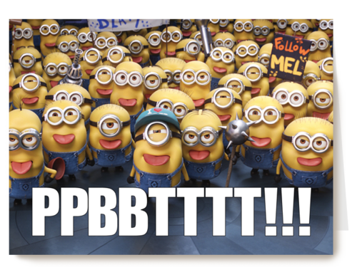 geslaagd kaart minions tong uitsteken