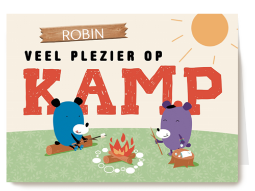 op kamp kaart om je veel plezier te wensen op kamp