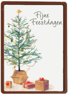 Kerstkaart klassiek kerstboom cadeautjes