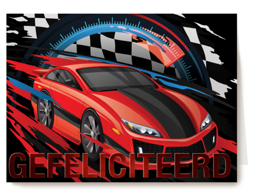 Verjaardagskaart snelle rode sportauto