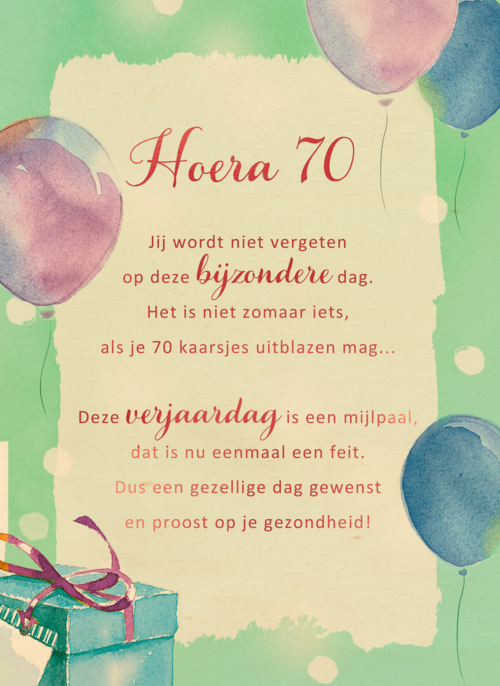 Verjaardagskaart 70 jaar More than words