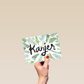 botanical kaart bladeren met het woord kanjer