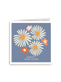 Nieuwe woning kaart bloemen Happy new home