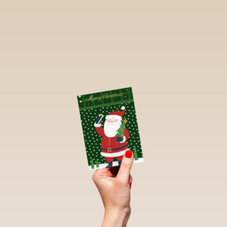 Kerstkaart met kerstman merry christmas