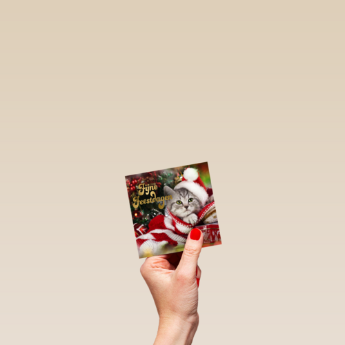 Kerstkaart schattige kat fijne feestdagen