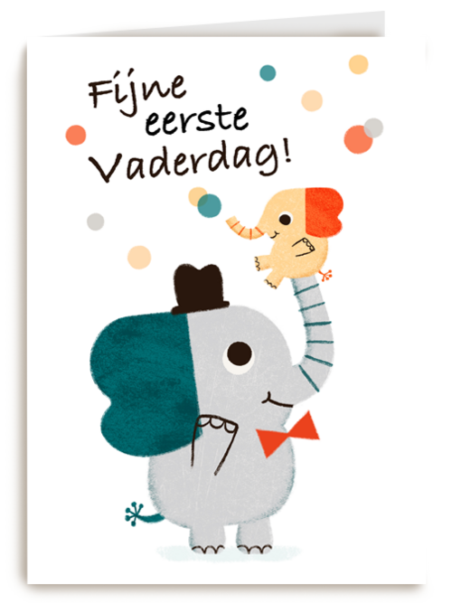 Vaderdagkaart olifantjes eerste Vaderdag