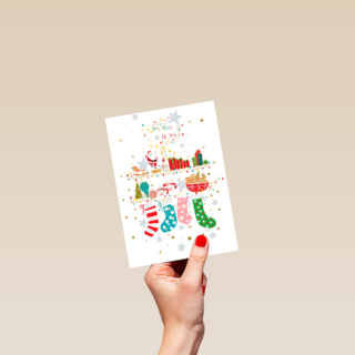 Kerstkaart turnowsky kerstsokken kerstman