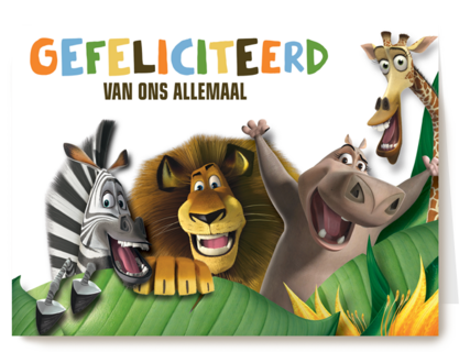gefeliciteerd kaart madagascar marty alex moto moto melman