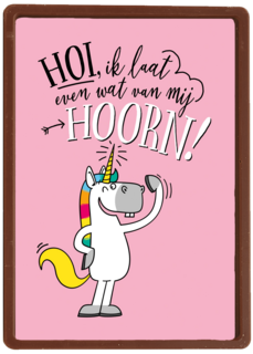 verjaardagskaart unicorn hoi ik laat even wat van mij hoorn
