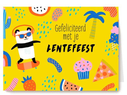 Skater Panda Gefeliciteerd met je Lentefeest