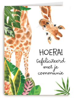 Hoera giraffe gefeliciteerd met je communie