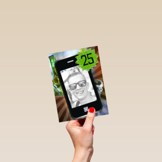fotokaart telefoon 25 jaar geworden