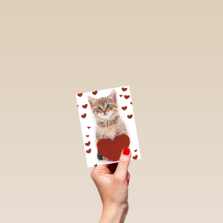 valentijnskaart klassiek poes met hart