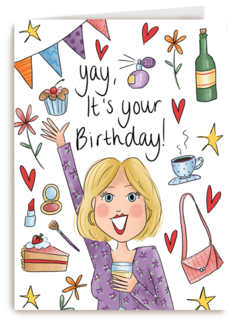 Verjaardagskaart vrouw Yay it is your birthday Matia Studio
