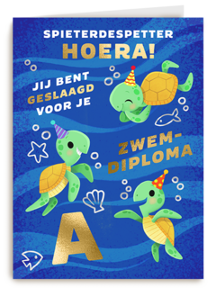Zwemdiploma A kaart met schildpadden