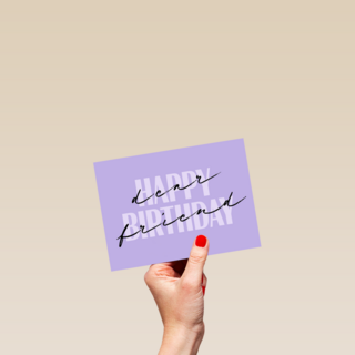 happy birthday dear friend on purple