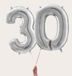 Cijferballon 30 Jaar Zilver XL